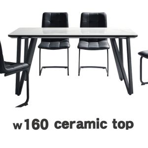 ダイニングテーブル 幅160 セラミック 160×85 4人用 テーブル単品 高級感 大理石風 食卓テーブル スチール脚 ホワイト｜csinterior