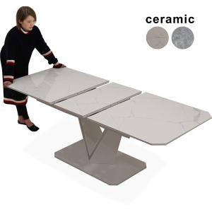 ダイニングテーブル セラミック天板 伸長式 幅160 幅200 高級感 大理石風 テーブル単品 おしゃれ エクステンション｜csinterior