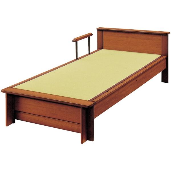 国産 畳ベッド 手すり付き 棚付き 日本製 シングル ロングサイズ たたみベッド シングルベッド タ...