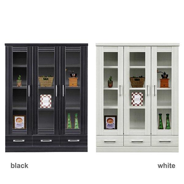 書棚 本棚 ロータイプ 大容量 低い 幅90 扉付き ガラス扉 引き出し付き 高さ120 収納家具 ...