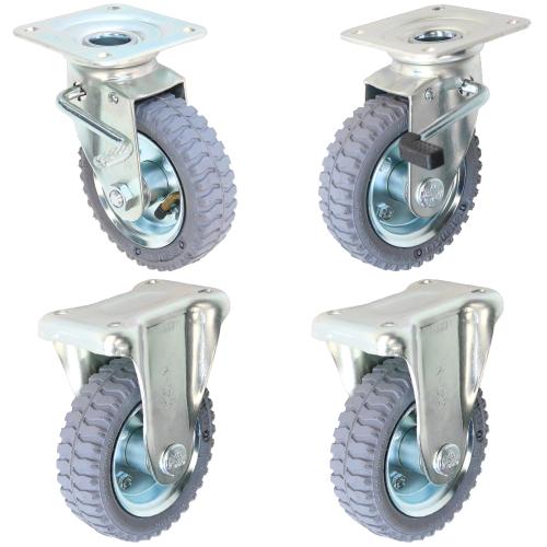 シシク　AIJB/AIJBL/AIK-6-2G　４個組合せ 空気入タイヤキャスター　ストッパー付　自...