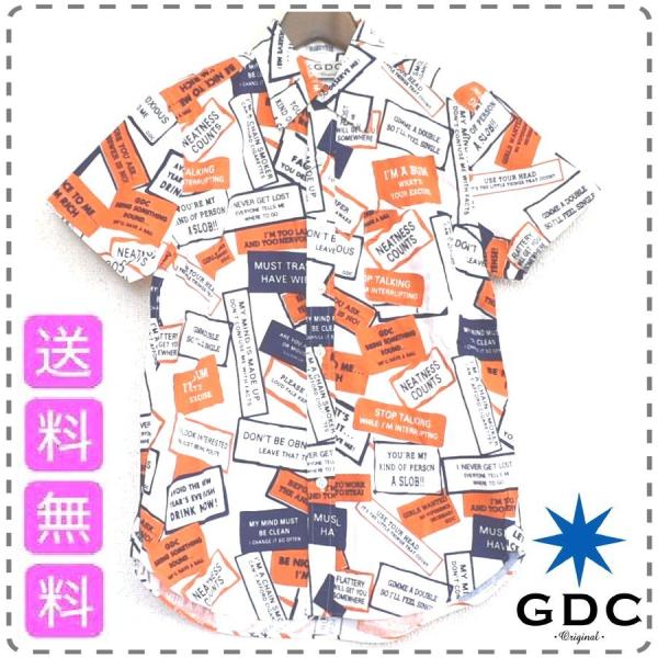 レディースフリーサイズ ホワイト 日本製 GDC 半袖プリントロゴシャツ 綿100% アメカジ ナッ...