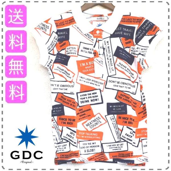 レディースフリーサイズ ホワイト 日本製 GDC 半袖プリントロゴポロシャツ アメカジ ナッシュビル...