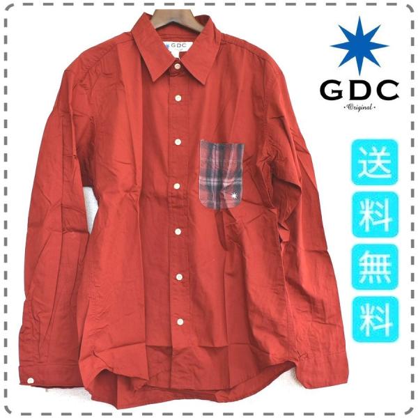 GDC ジーディーシー 日本製 長袖シャツ ブロード 胸ポケット 綿100% コットン チェック胸ポ...