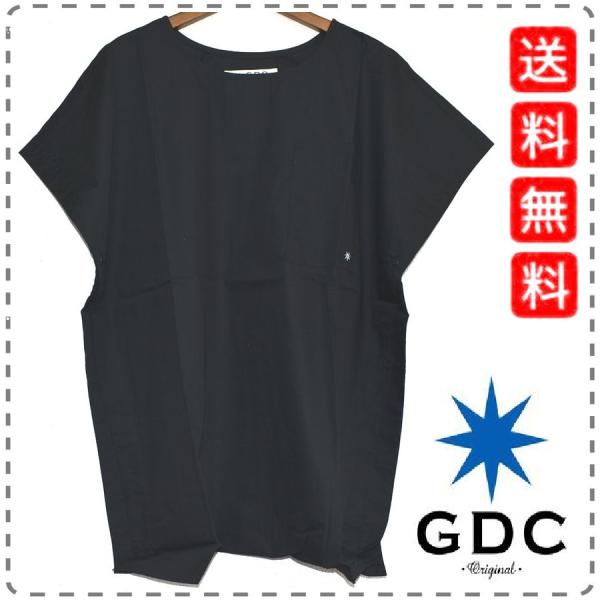 GDC ジーディーシー 日本製 ノースリーブシャツ 綿100% ポンチョ ベスト 丸首 胸ポケット ...