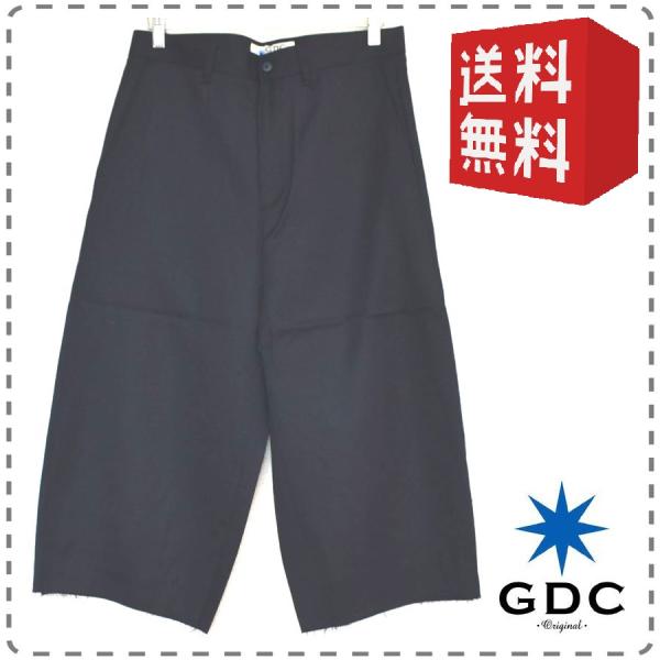 GDC ジーディーシー 日本製 クロップドパンツ ウールワイドスラックス 7分丈パンツ 紺 メンズL...
