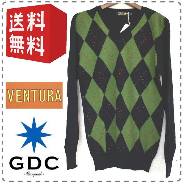 GDC ジーディーシー x VENTURA ベンチュラ 日本製 メリノウール100% アーガイルＶネ...