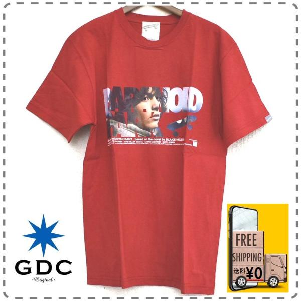 GDC 綿100% 半袖Tシャツ 丸首 Paranoidpark パラノイドパーク 赤 男女兼用 メ...