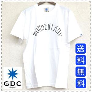 GDC ジーディーシー 綿100% 半袖Tシャツ 丸首 Wonderland コットン 男女兼用 ユニセックス メンズSサイズ 白 送料無料 A387