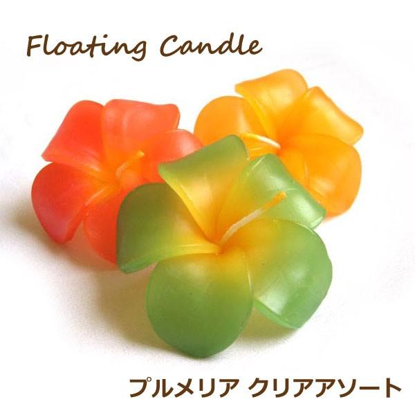 プルメリアクリアアソート フローティングキャンドル 12個入り 水に浮かぶキャンドル ハワイアン南国...