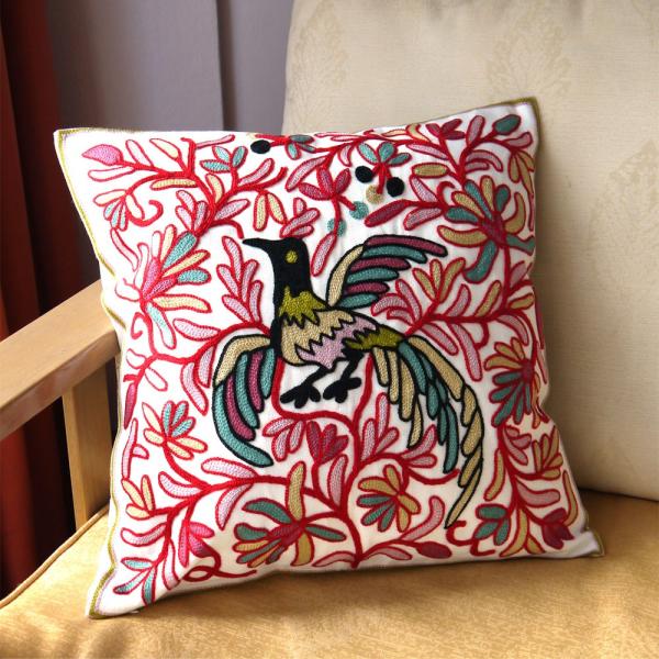 北欧風デザイン刺繍クッションカバー45×45 トリ