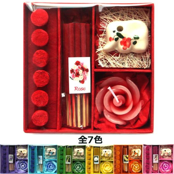 アロマギフトBOX  / 退職ギフトお返しプチギフト アロマキャンドルと2種類のお香が入ったギフトボ...