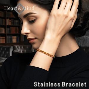 ブレスレット 18金コーティング レディース ステンレスチェーン フォックステールチェーン 金属アレルギー対応 シンプル カニカン ダルマカン かわいい おしゃれ