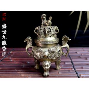 香炉　九龍香炉 銅製盛世九龍大香炉 風水グッズ : 中国貿易公司ctcオンラインショップ