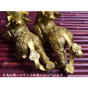 ヤアズの置物 招財 銅製古銭対睚眦 風水グッズの詳細画像3