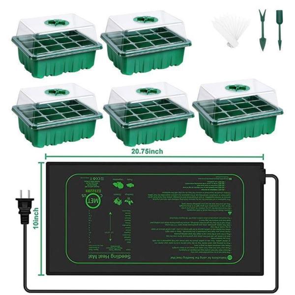 園芸発芽マット+育苗ポットセット 育苗器 ヒーターマット植物加熱用 育苗トレイ 園芸用ヒーターマット...