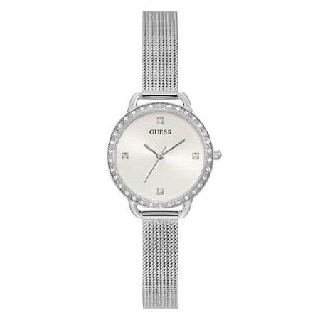 特別価格GUESS Ladies Dress Glitz 30mm Watch - Silver D...