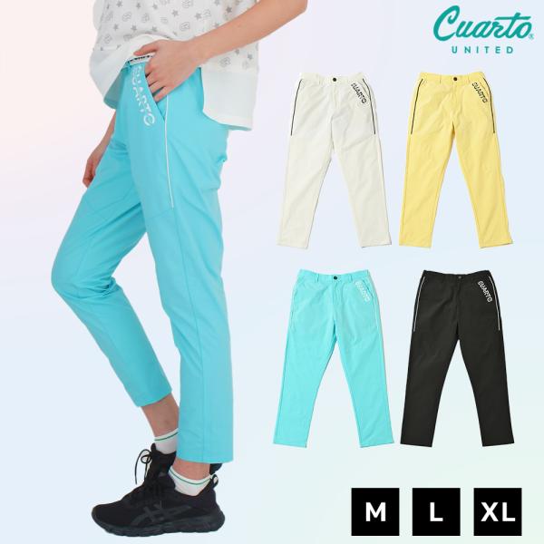 ロングパンツ サイドパイピング ウエストゴム入り 透け防止 レディース クアルトユナイテッド ゴルフ...