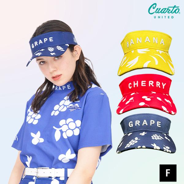 サンバイザー フルーツ柄 刺繍 フロントロゴ クアルトユナイテッド ゴルフグッズ 帽子 アウトレット...