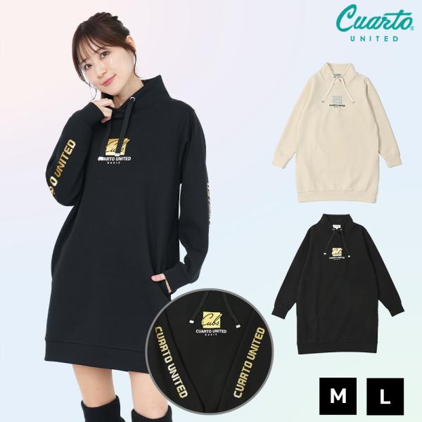 スタンドネック ワンピース ダンボール フロント箔ロゴ レディース クアルトユナイテッド ゴルフウェ...