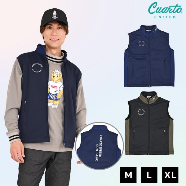 ボンディングフリースベスト ポケッタブル ジップアップ 刺繍 ネックロゴ メンズ クアルトユナイテッ...