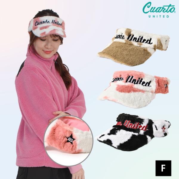 サンバイザー ファー 牛柄 刺繍 フロントロゴ 星マーク クアルトユナイテッド ゴルフグッズ 帽子 ...