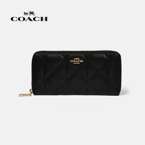 コーチ COACH 財布 レディース 長財布 F53637 ブラック キルテッド レザー アコーディオン ジップ アラウンド アウトレット
