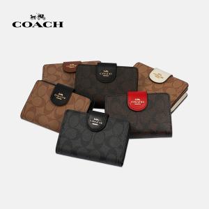 コーチ COACH 財布 レディース 二つ折り財布 ラグジュアリー シグネチャー PVC レザー ミディアム コーナー ジップ レディース c0082 fc0082 アウトレット