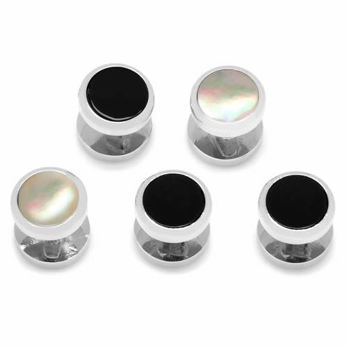 スタッドボタン オニキス マザーオブパール 白蝶貝 ダブルサイド Ox &amp; Bull Trading...