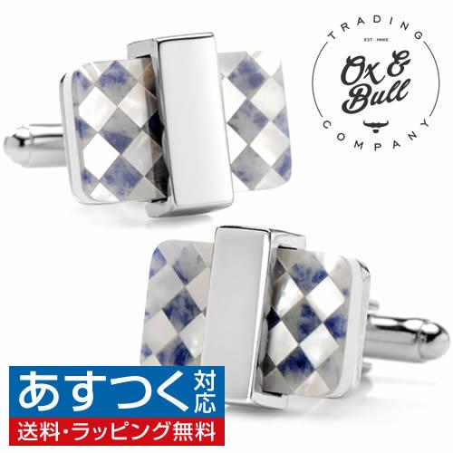 カフス カフスボタン チェック カット マザーオブパール カフリンクス Ox &amp; Bull Trad...