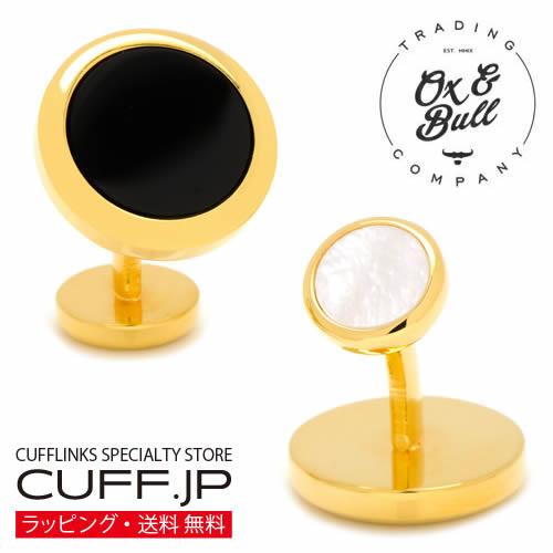 カフス カフスボタン ゴールド オニキス ダブルサイド カフリンクス Ox &amp; Bull Tradi...