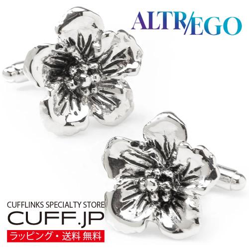 カフス カフスボタン シルバー フラワー カフリンクス