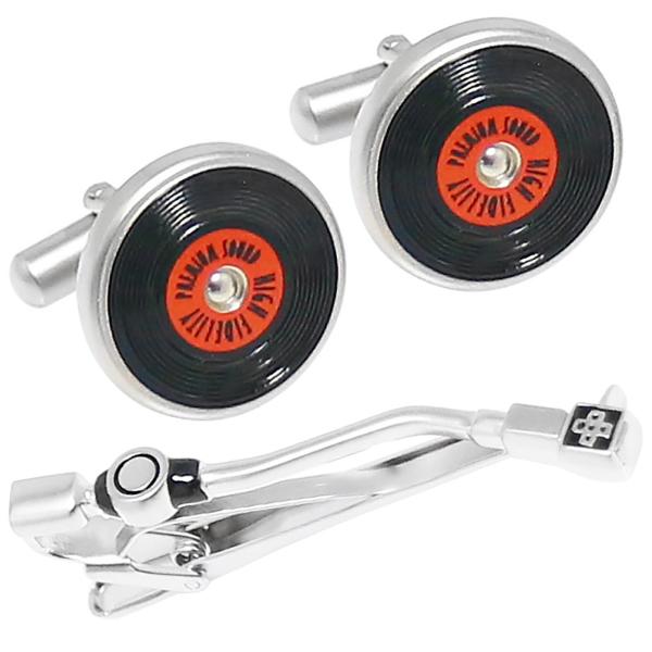 SWANK スワンク カフス ネクタイピン セット レコード盤 レコード針 カフスボタン カフリンク...