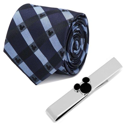 ディズニー ミッキー ネクタイ ネクタイピン セット ブルー チェック Disney タイクリップ ...
