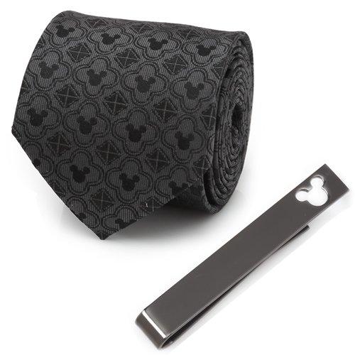 ディズニー ミッキー ネクタイ ネクタイピン セット パターン ブラック Disney タイクリップ...