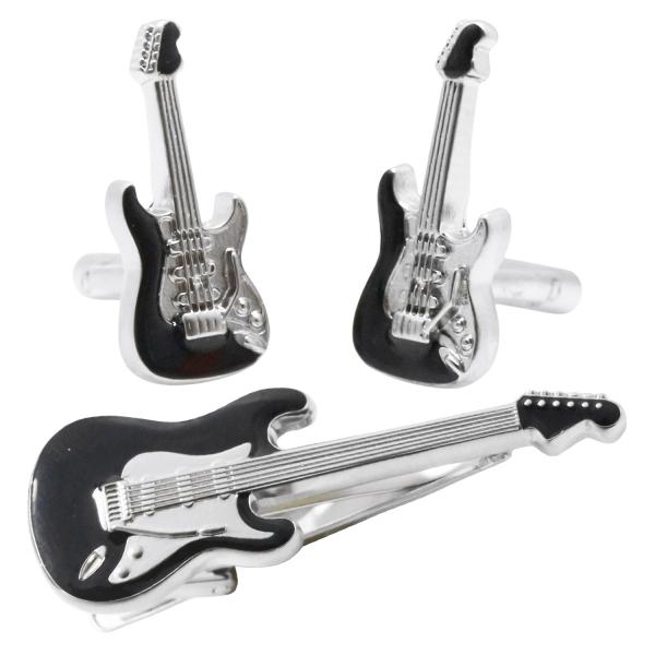 SWANK スワンク カフス ネクタイピン セット ギター エレキギター ブラック カフスボタン カ...