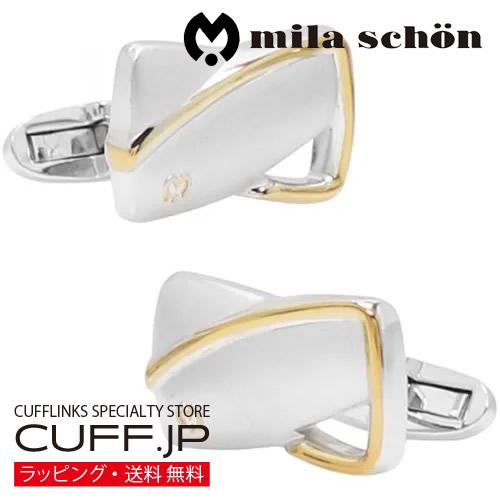ミラ ショーン カフス ゴールドライン カフスボタン カフリンクス mila schon メンズアク...