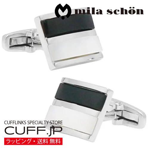 ミラ ショーン カフス オニキス 白蝶貝 カフスボタン カフリンクス mila schon メンズア...