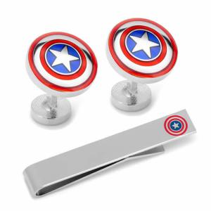 カフス ネクタイピン セット マーベル キャプテン アメリカ MARVEL カフリンクス カフスボタン タイバー タイクリップ｜cuff