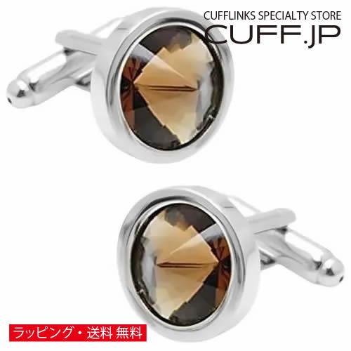 カフスボタン トパーズ ラウンド クリスタル カフス カフリンクス