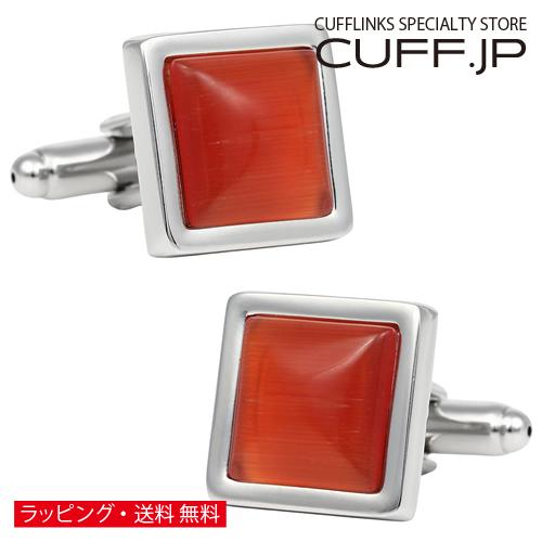 カフスボタン レッド キャッツアイ シンプル カフス カフリンクス