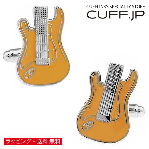 カフスボタン カフス オレンジ エレキギターフェイス カフリンクス メンズアクセサリー