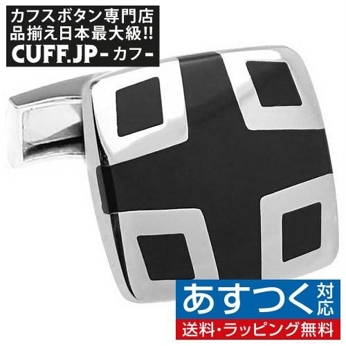カフスボタン カフス ブラック スクエアー クロス カフリンクス メンズアクセサリー