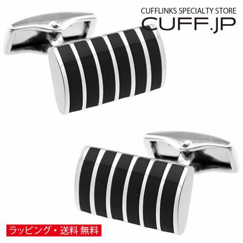 カフスボタン カフス ブラック ストライプ カフリンクス メンズアクセサリー