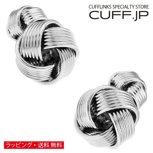 カフスボタン カフス シルバー ダブルフェイス  ライン ノット カフリンクス メンズアクセサリー