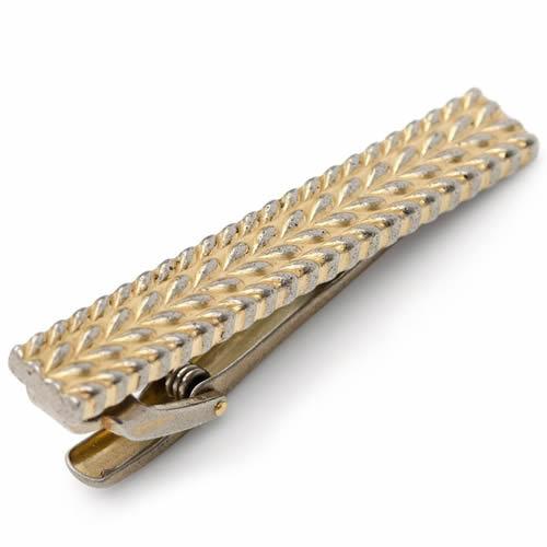 ネクタイピン タイバー アンティークゴールド ヘリンボーン タイクリップ タイピン Ox &amp; Bul...