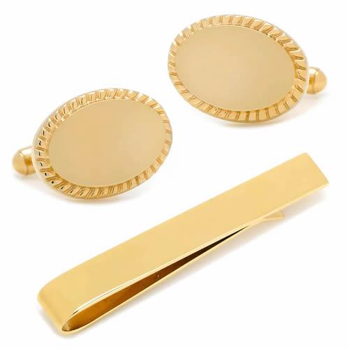 カフス ネクタイピン セット ゴールド ロープ ボーダー オーバル Ox &amp; Bull Tradin...