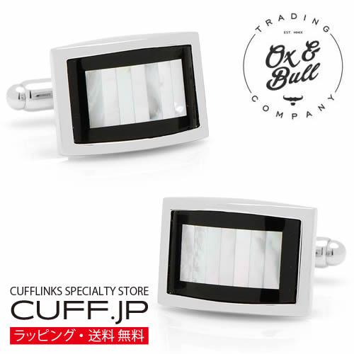 カフス カフスボタン オニキス &amp; マザーオブパール カフリンクス Ox &amp; Bull Tradin...