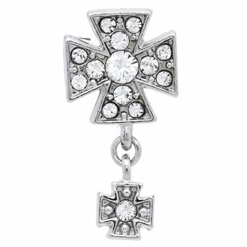 ピンズ ラペルピン スワンク スワロフスキー クリアー スウィング クロス SWANK