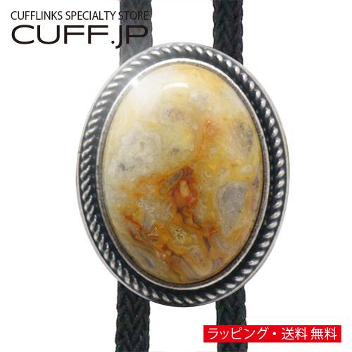 ナチュラル クレイジーレースアゲート ストーン 天然石 ビンテージ金具 ループタイ ネックレス ポー...